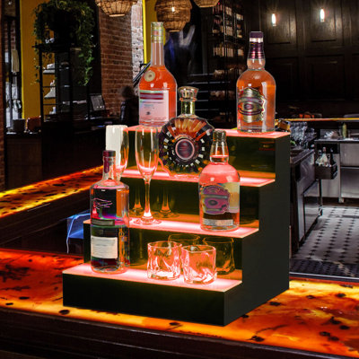 Tablette de présentation de bouteilles de boissons alcoolisées à DEL, tablette de bar en acrylique avec application et télécommande