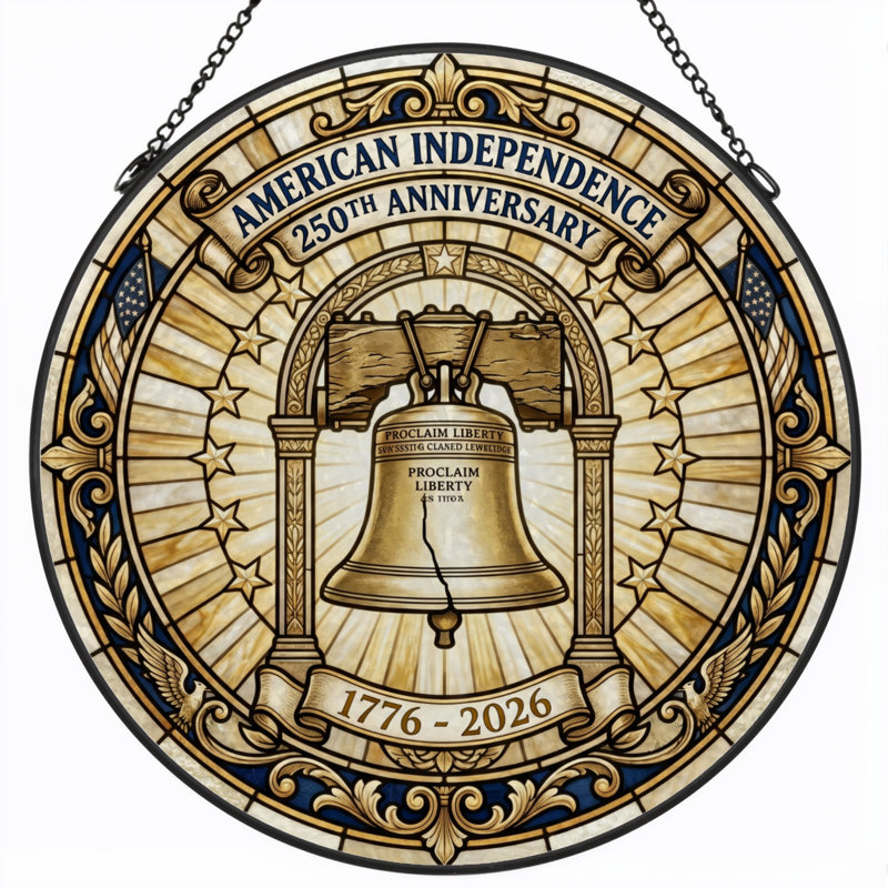 Panneau de fenêtre en verre pour décoration intérieure American Independance USA 250th Anniversary - H 12 po, H 12 po