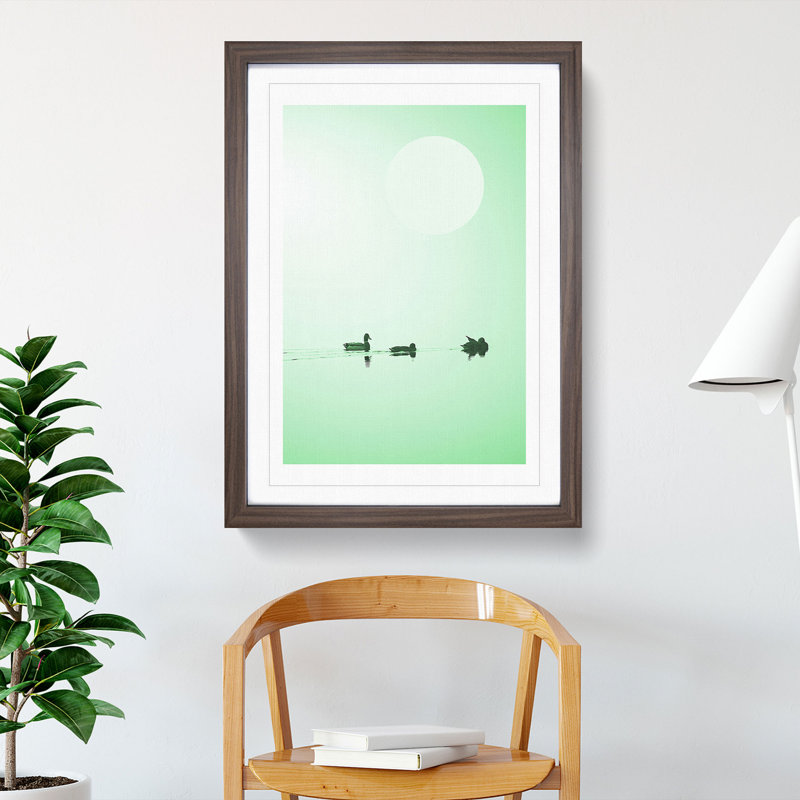 Serene Green - Picture Frame Graphic Art, 90cm H x 65cm W x 2cm D, Walnut