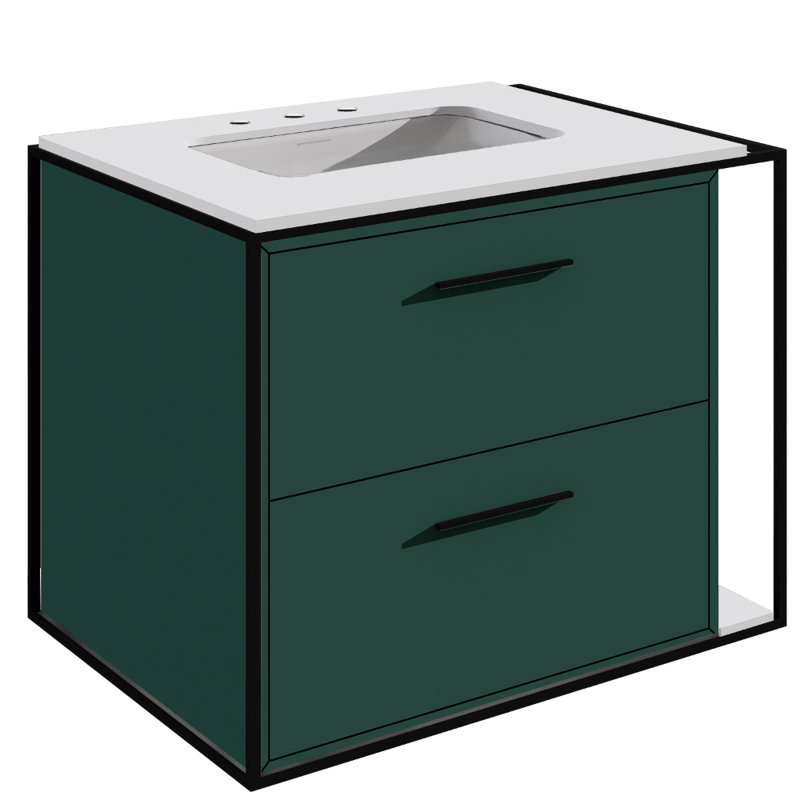 Linea 24" Single Bathroom Vanity, Matte Black, Matte Olive Green, 8" Widespread