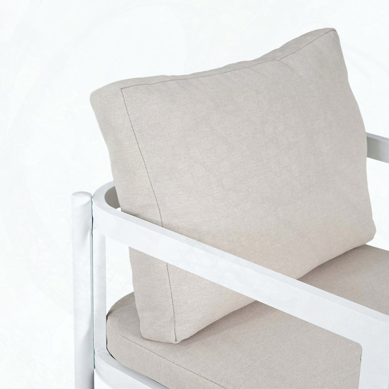 Ensemble de 2 chaises de salle à manger en aluminium toutes saisons avec coussins en tissu beige, capacité de 300 lb