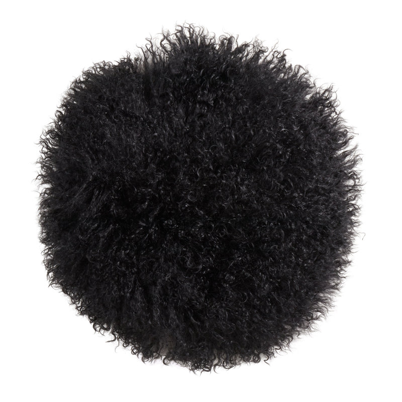 Coussin Mongolian, Noir, H 13 po x l 13 po