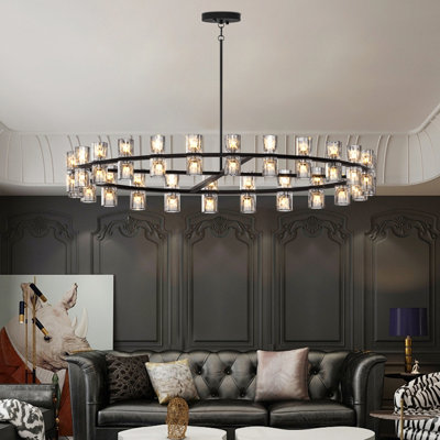 48 pouces en cristal pour la décoration intérieure, design noir luxueux, éclairage à DEL, plafonnier, câblé, 48 W 3, écoénergétique, distribution uniforme, blanc chaud 2700 K, salon et salle à manger design