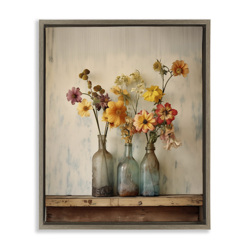 Tablette flottante Rustic Spring Flowers, design par Arlington Prints, Cadre flottant orme Montalcino, H 31 po x l 25 po