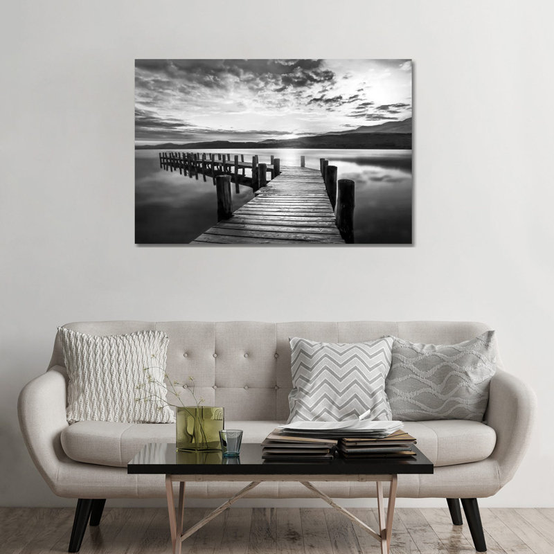 « Evening dock » par Mike Calascibetta-reproduction de photo, Toile tendue, H 32 po x l 48 po x P 1,5 po, Pas de tapis