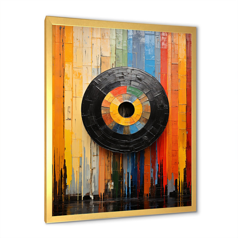 Acoustique Serenity Vinyle Disque I - Vinyle disques Art mural, Cadre doré simple, H 32 po x l 16 po x P 1 po
