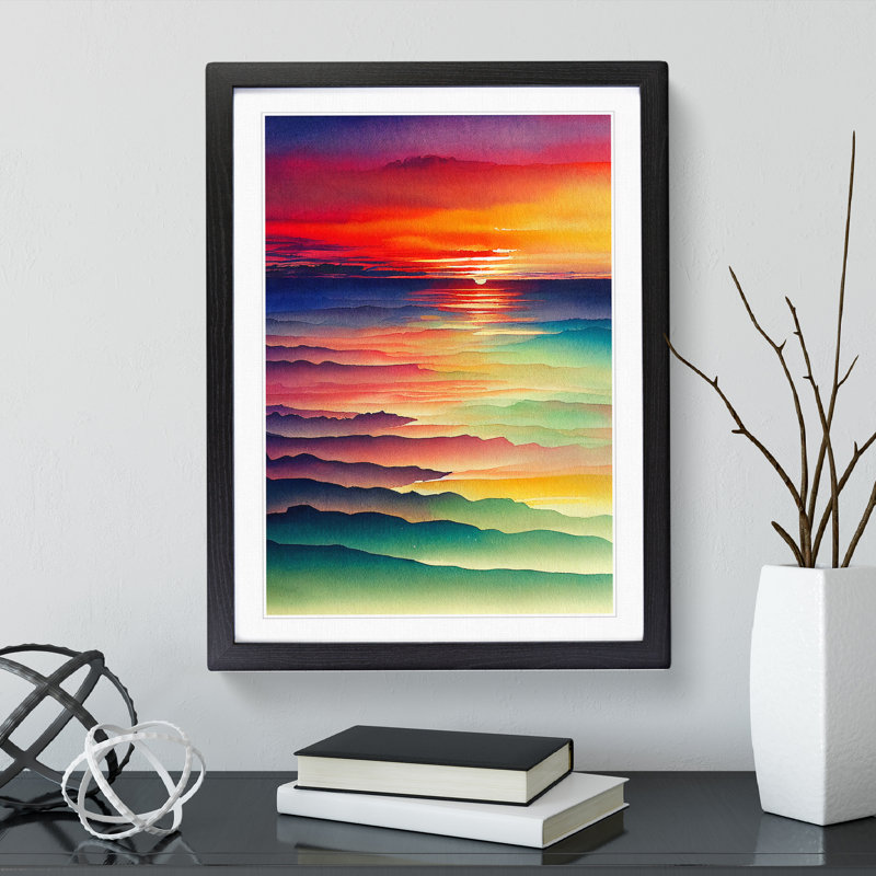 XV1022-974X Beaming Sunset - Print, Black Framed Paper, White, 66cm H x 48cm W