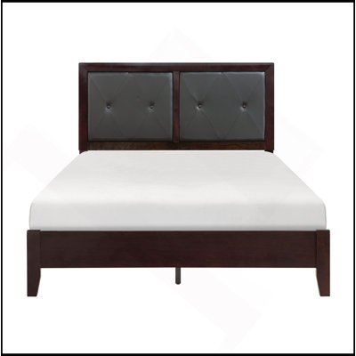 Mobilier de chambre à coucher contemporain avec tête de lit tapissier en similicuir à finition espresso 1pc
