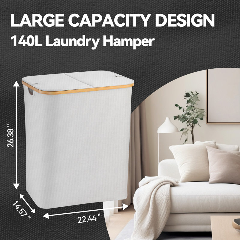 Panier à linge en tissu avec poignées, Gris, H 26,38 po x l 22,44 po x P 14,57 po