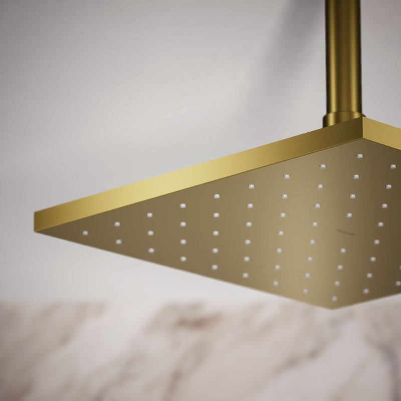 Contemporary Multi Function Rain Shower Head, Vibrant Brushed Moderne Brass, Square, 1.75 GPM