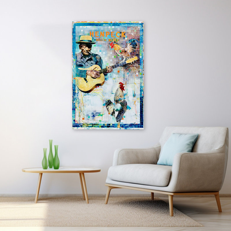 Poule de poule - art de poules musicales et figuratives, H 48 po x l 32 po