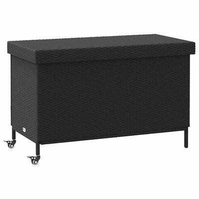 Vidaxl Patio Storage Box With Wheels 43.3"X21.7"X28.7" Poly Rattan