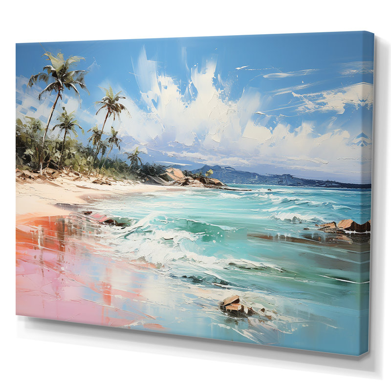 «Green Tropical Beach Escape III» - art mural bord de mer tropical, Toile tendue, H 30 po x l 40 po x P 1,5 po