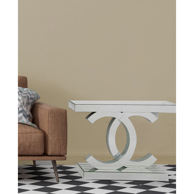 Console à miroir avec détails carrés en verre