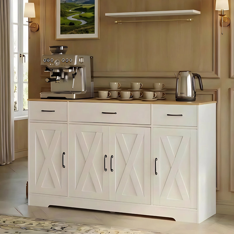 Buffet avec portes de garde-manger, tablettes réglables et grand tiroir