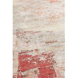 Exquisite Rugs Fine Pure Silk Hand-Knotted Beige/Orange/Gold Area Rug