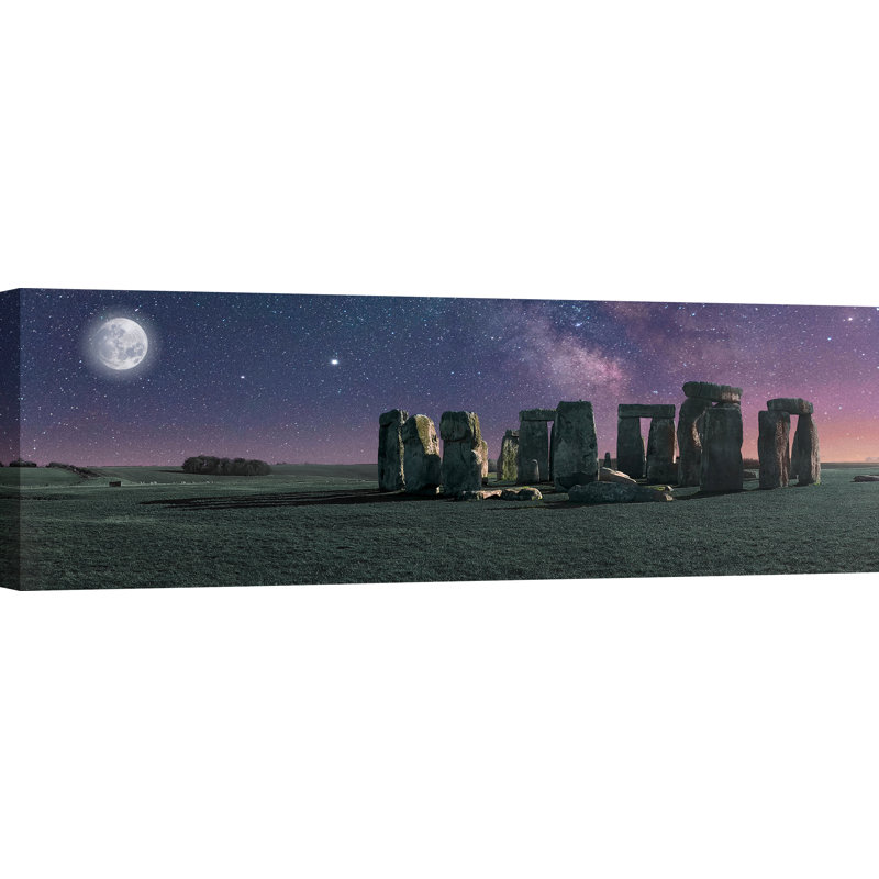 Stonehenge Moon by Pangea Images - Wrapped Canvas Print, 40cm H x 120cm W x 4cm D