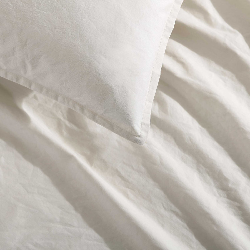 Calvin Klein Washed Percale Cotton Solid Comforter Set, Twin/Twin XL Comforter + 1 Standard Sham, Light Beige