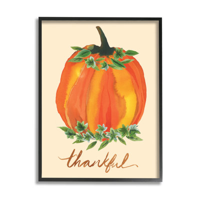 Reconnaissant, feuilles de citrouille orange, botanique d'automne, estampe numérique, art texturé par Heather Mclaughlin