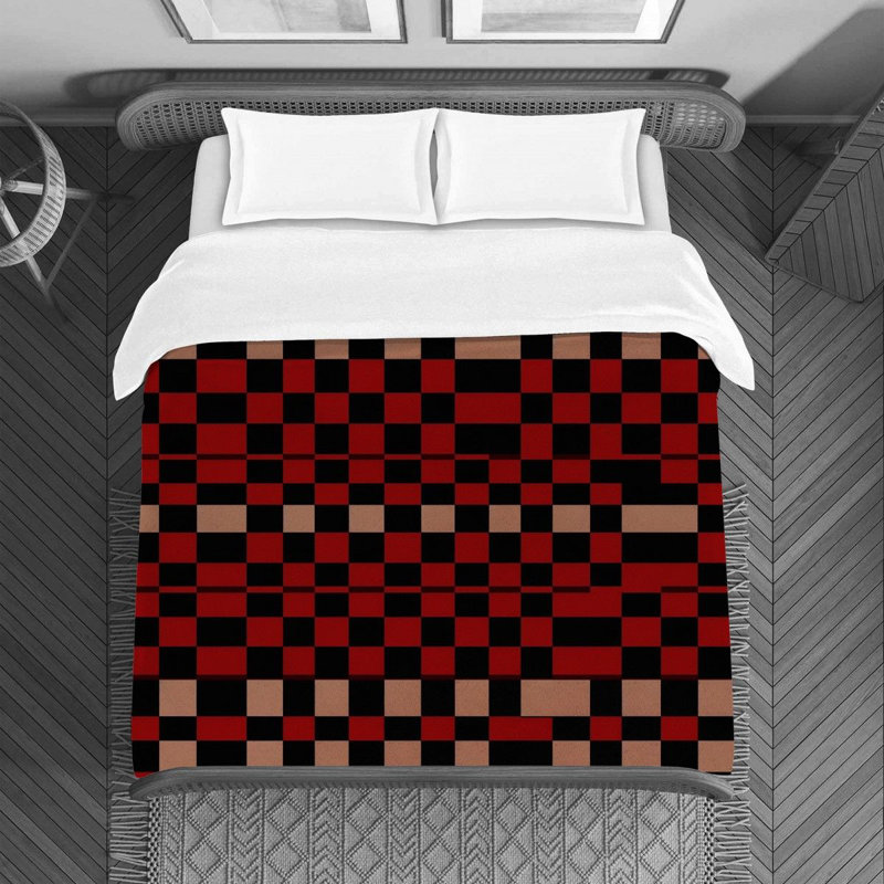 Checkered Tartan Polyester Checkered Duvet Cover, Twin