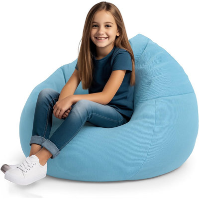 Stuffed Animal Storage Bean Bag – Blue – Ultra-Soft Washable Beanbag Organizer (No Filler), Space-Saving Toy Storage For Playroom