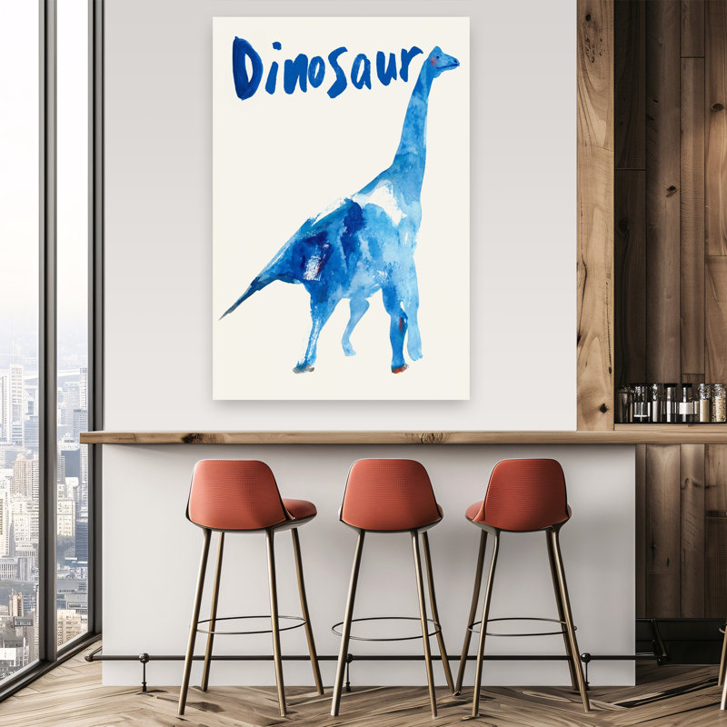 Art mural abstrait animal ludique bleu, 60" H x 40" W