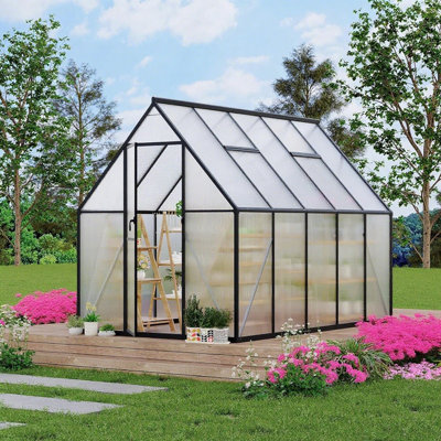 6'x9' Aluminum-Framed Polycarbonate Greenhouse, Heavy Duty Polycarbonate Greenhouse with Quick Setup Structure and Roof Vent, Large Enhanced Aluminum GreenhouseKit for Outdoors