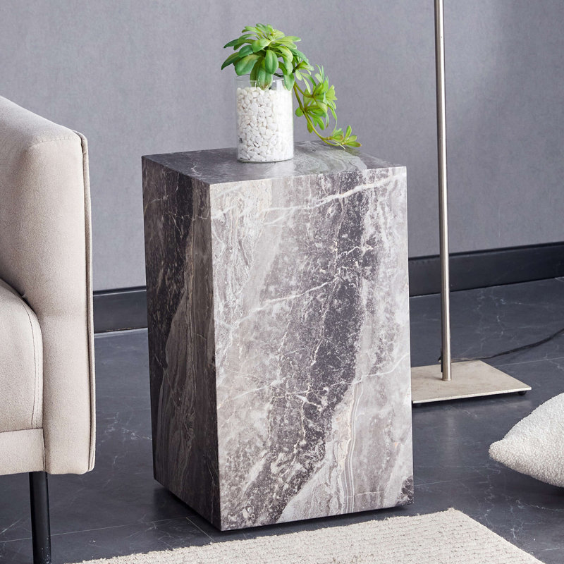 Table de bout compacte 20 po, Gris, H 19,69 po x l 11,81 po x P 11,81 po