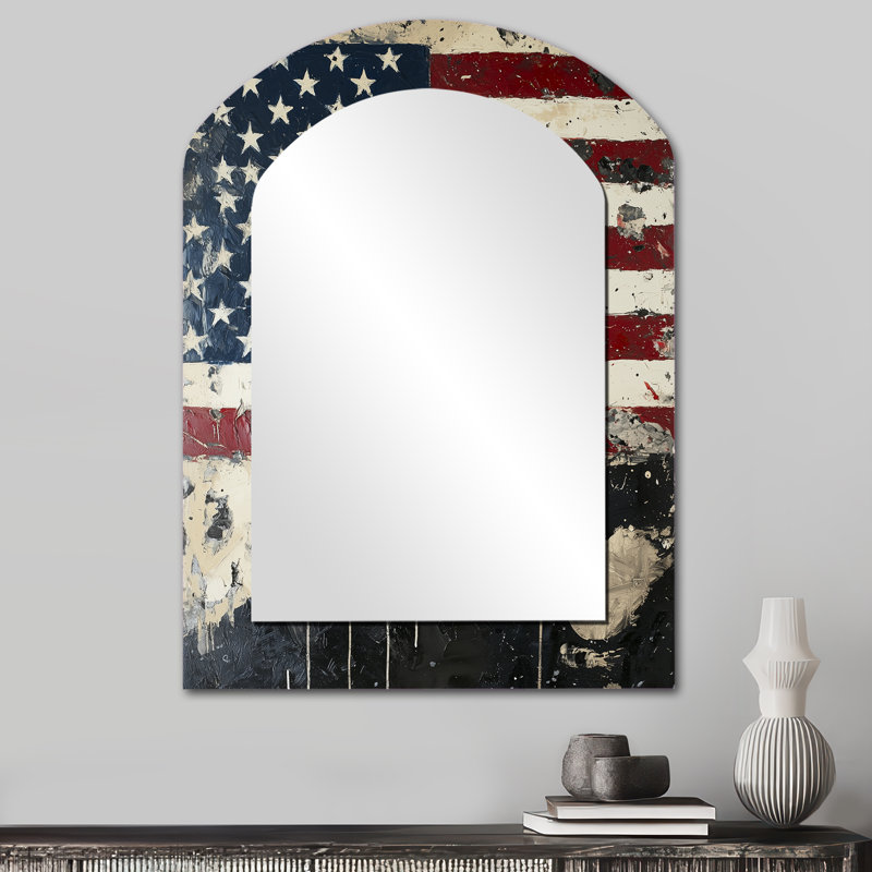 Abstrait, drapeau des États-Unis, Liberty Memories - miroir asymétrique unique avec drapeau des États-Unis, 34 po x 25 po