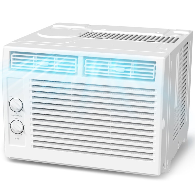 5000 Btu Window Air Conditioner - Cools 150 Sq. Ft, 2 Modes/Fan Speeds, Ultra-Quiet, Sleep & Energy-Saving, White