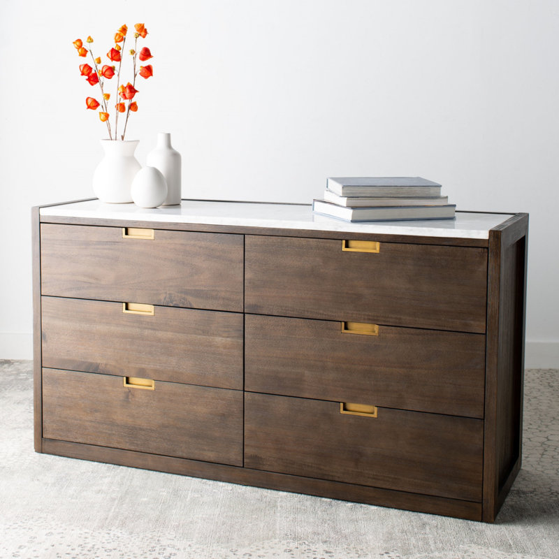 Commode 6 tiroirs Eliane, Chocolat noir