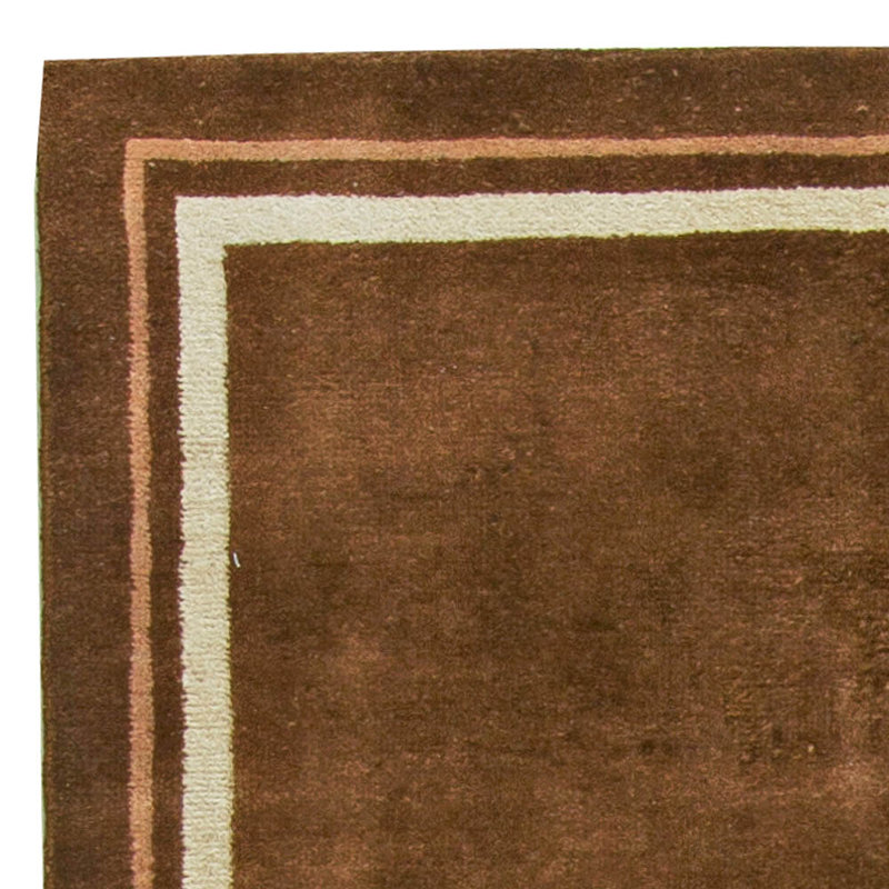 Vintage One-of-a-Kind Rectangle 8'3" x 11' 1940s Rectangle Wool Area Rug in Beige and Brown