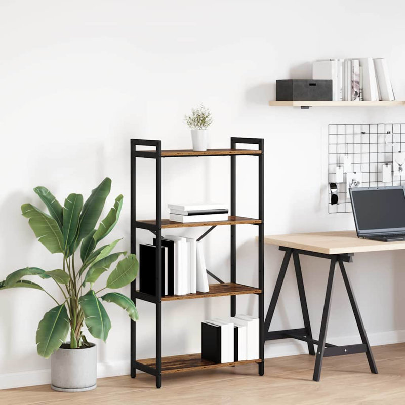 Steel Bookcase, (4 Shelves) 118cm H x 60cm W x 30cm D, Brown