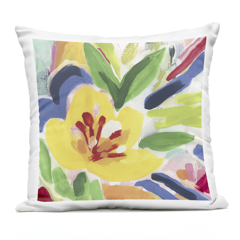 Vivid Lively Florals Design by June Erica Vess Outdoor Printed Pillow