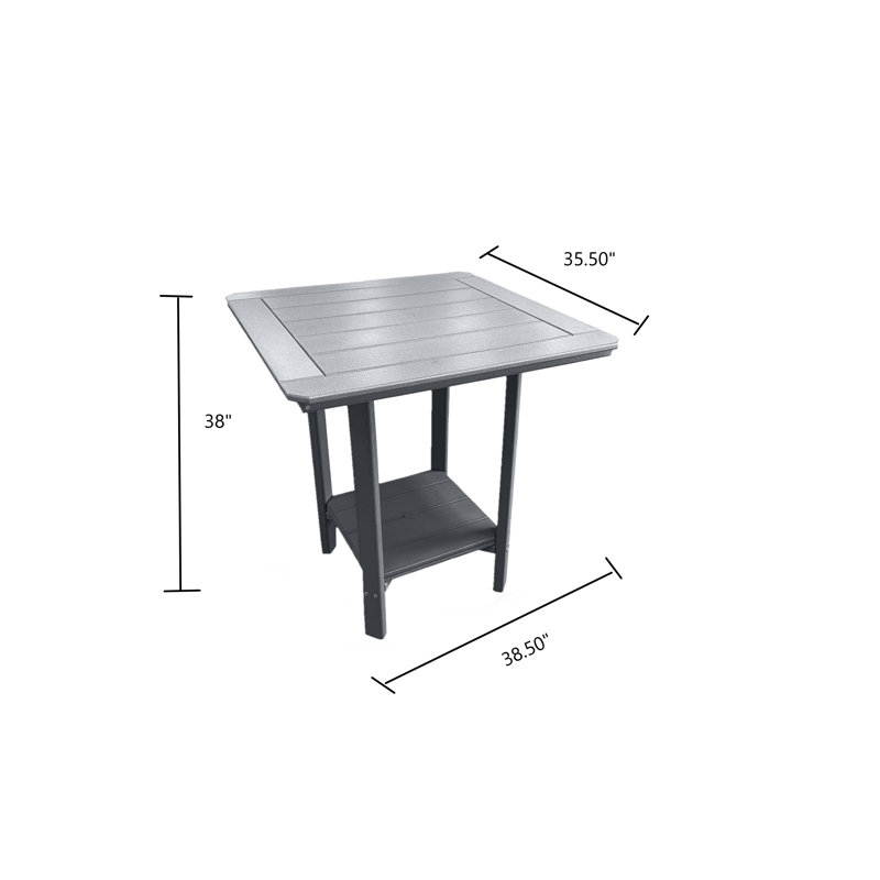 Phat Tommy Square Pub Table, Gray