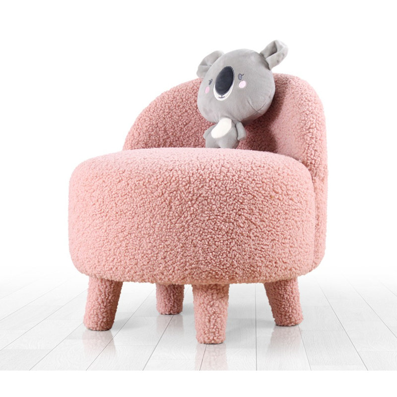 Pouf élégant avec pieds en bois, 18,1 pouces de diamètre x 20,1 pouces de hauteur | 100% fausse fourrure, éponge orthopédique (1,2 po d'épaisseur) | Élégante couleur unie rose, parfaite pour le décor du salon et de la chambre à coucher