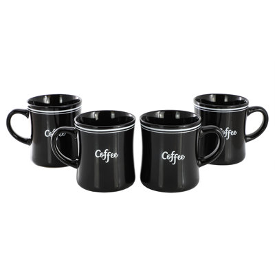 Gibson Homewares 15 Ounce Black Fine Ceramic Mug With 'coffee' Text