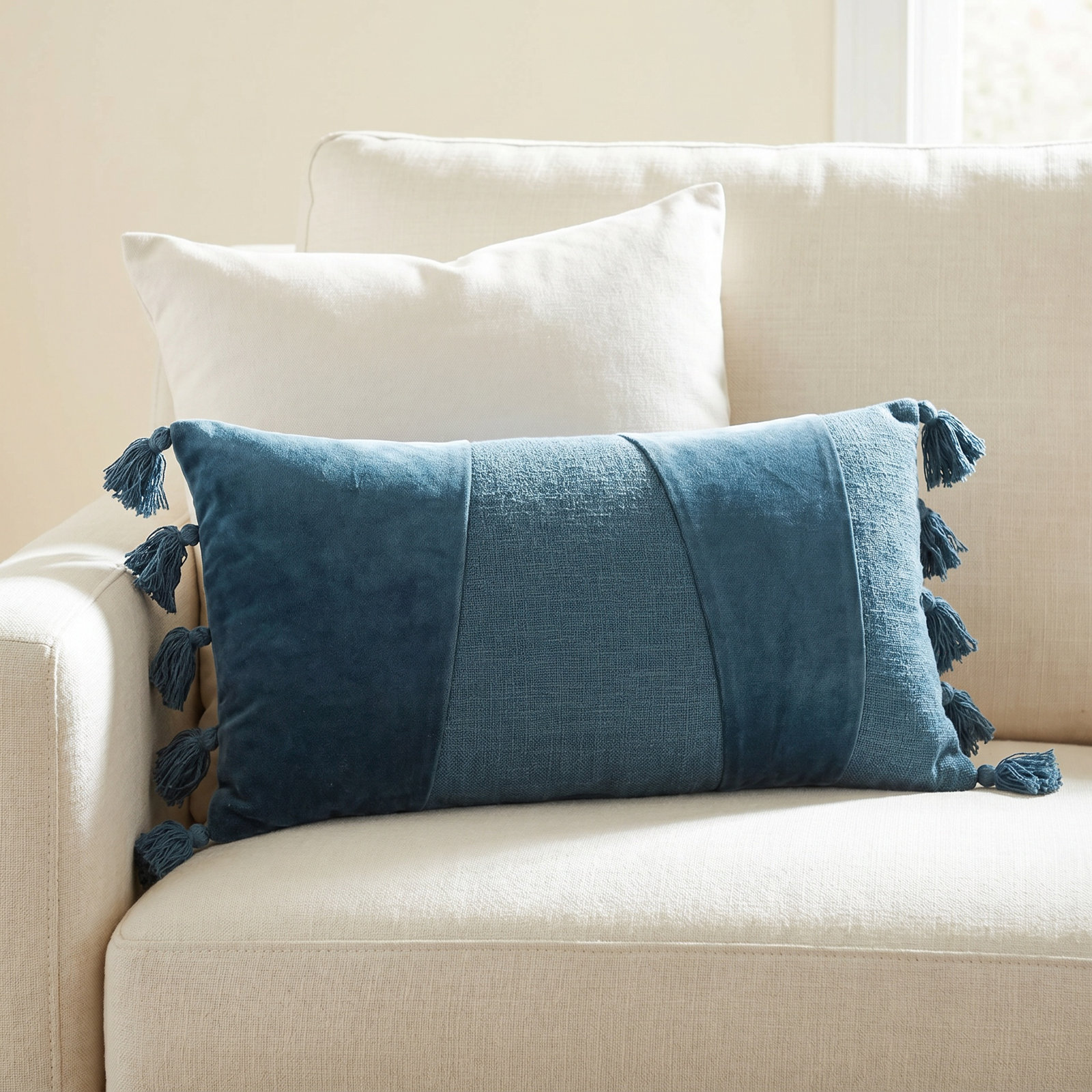 Legaspi Tassels Lumbar Throw Pillow, Dark Teal