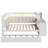 Full Daybed with Storage Shelves, Trundle, Desk, LED Light & Charging Station, Upholstered Headboard, White + Beige-813017801