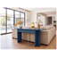 OMCHOM Console de style Mid-Century moderne de 63 pouces avec 2 tiroirs, table d'entrée cannelée en bleu