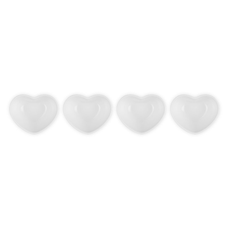 Le Creuset Stoneware Set Of 4 Heart Mini Bowls Multi Color, White