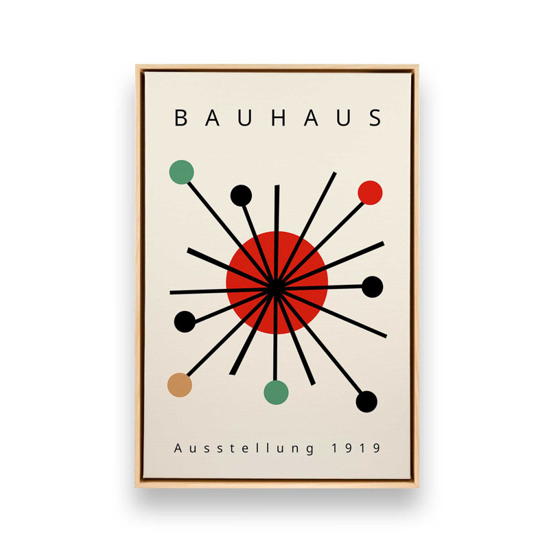 «Bold Bauhaus Burst», reproduction sur toile, H 48,75 po x l 32,75 po, Cadre flottant brun