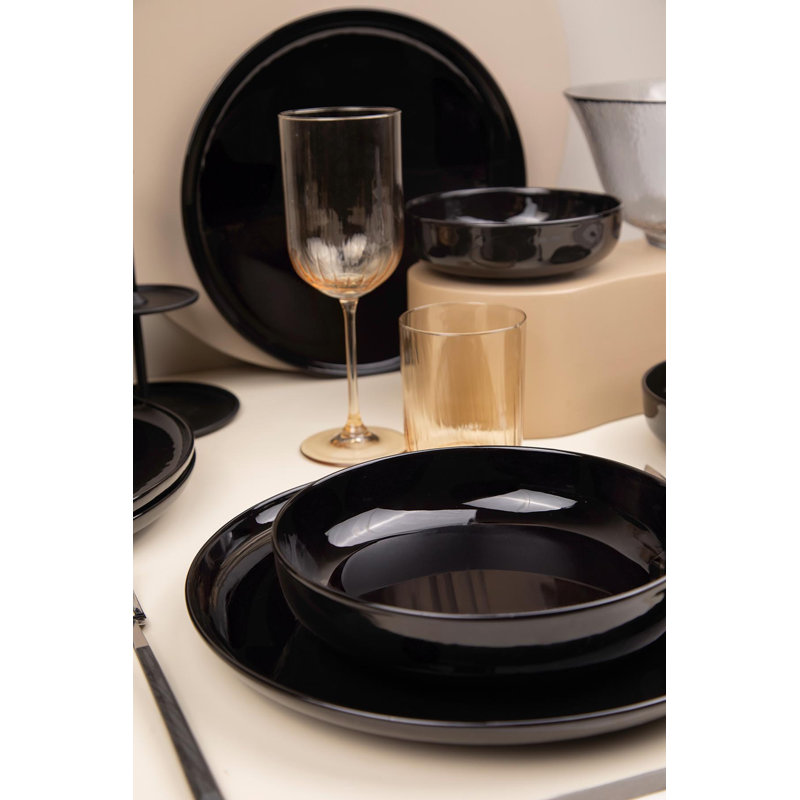 Daleah Piece Dinnerware Set - Service for 4, Black