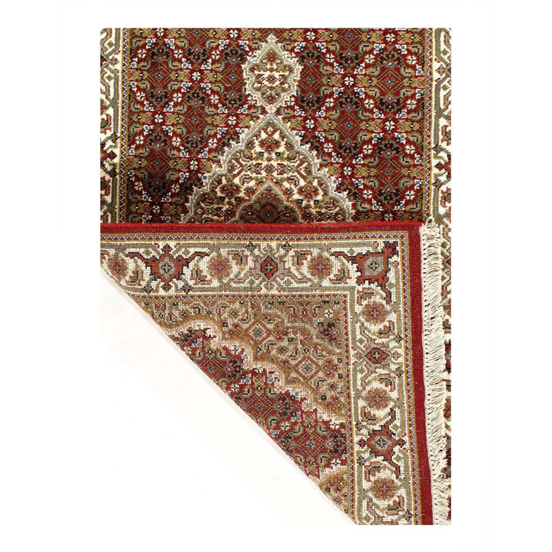 Tapis de couloir en laine / soie oriental rouge noué à la main 2 pi 7 po x 11 pi 8 po Oriental