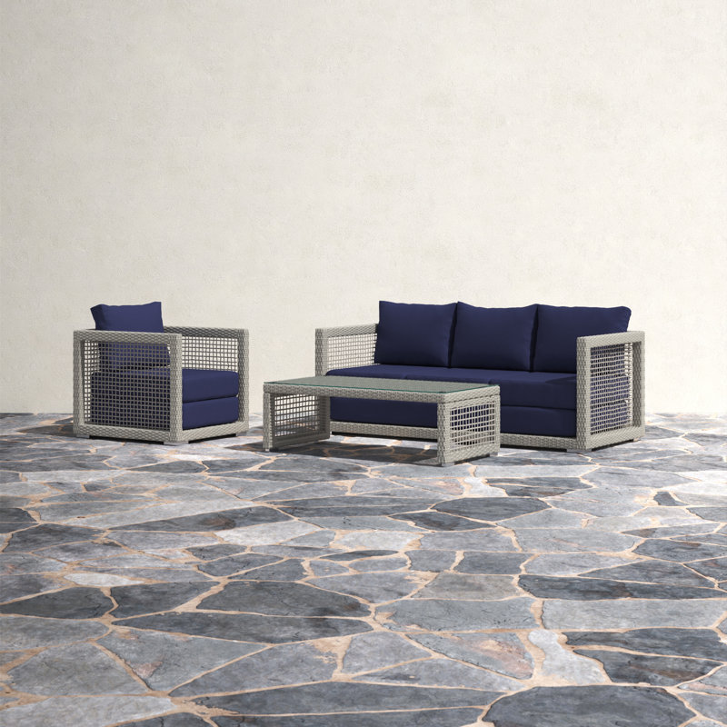 Aura 3 Piece Outdoor Patio Wicker Rattan Set