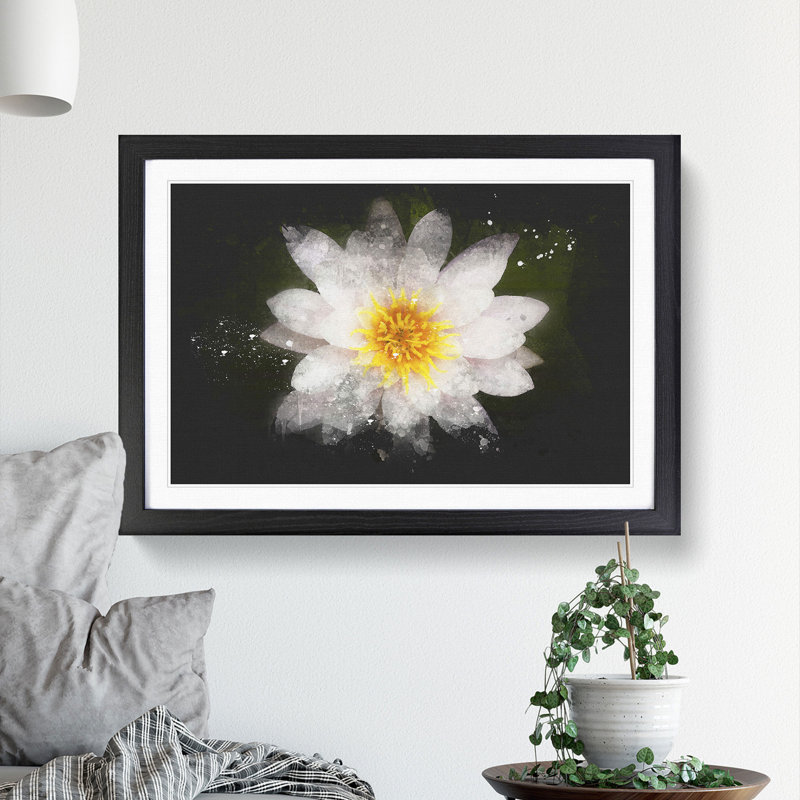 White Lily Flower - Picture Frame Graphic Art, Black Framed, 36cm H x 48cm W x 2cm D