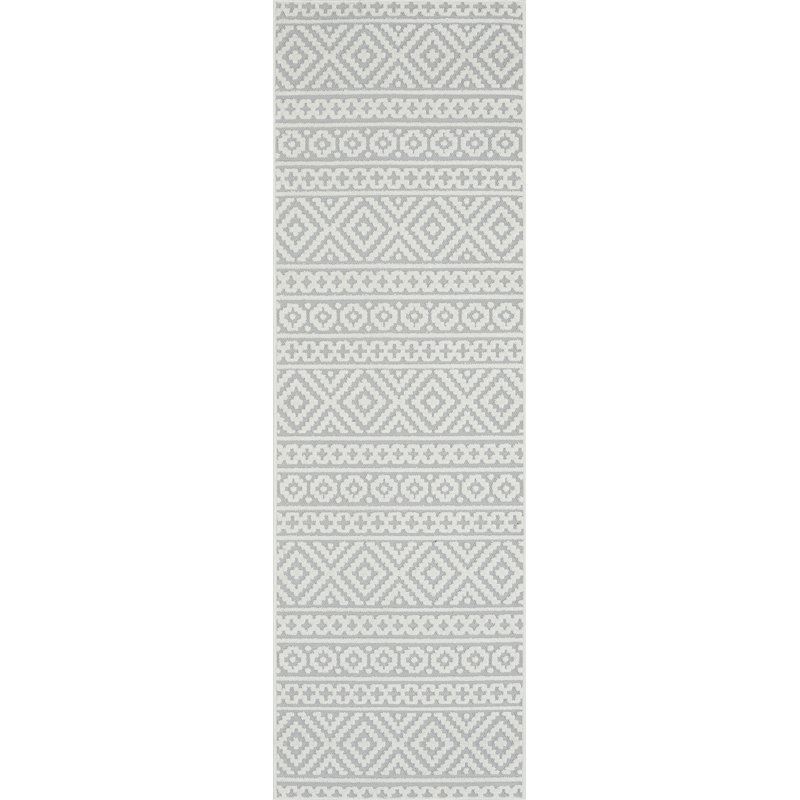 Tapis gris tissé à plat Hezekiel Southwestern, Tapis de couloir 2 pi 2 po x 7 pi 3 po