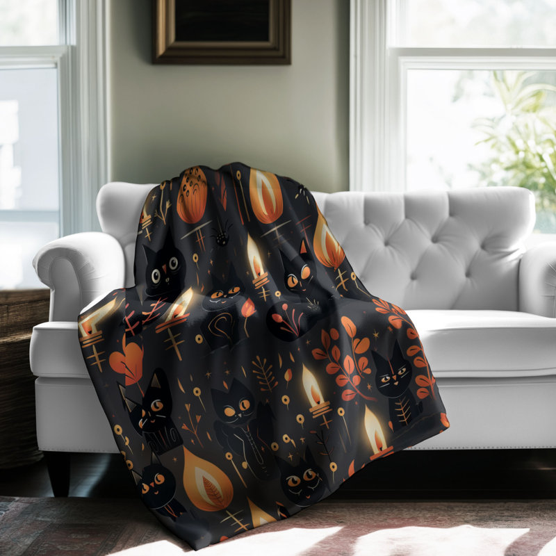 «Halloween Cat Spirit» - couverture de qualité supérieure 1 pièce, Lit simple