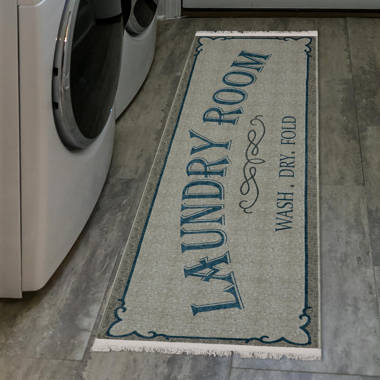 Ottomanson Laundry Collection Non-Slip Rubberback Laundry Text 2x5