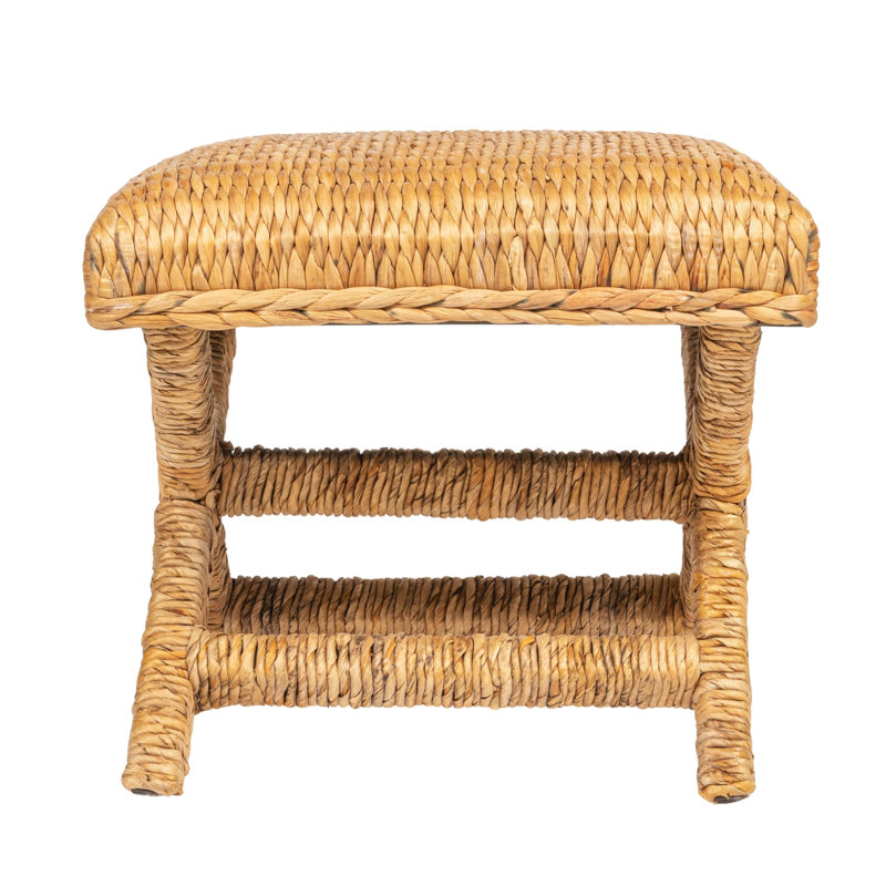 Tabouret tissé jacinthe d'eau et bois, Naturel